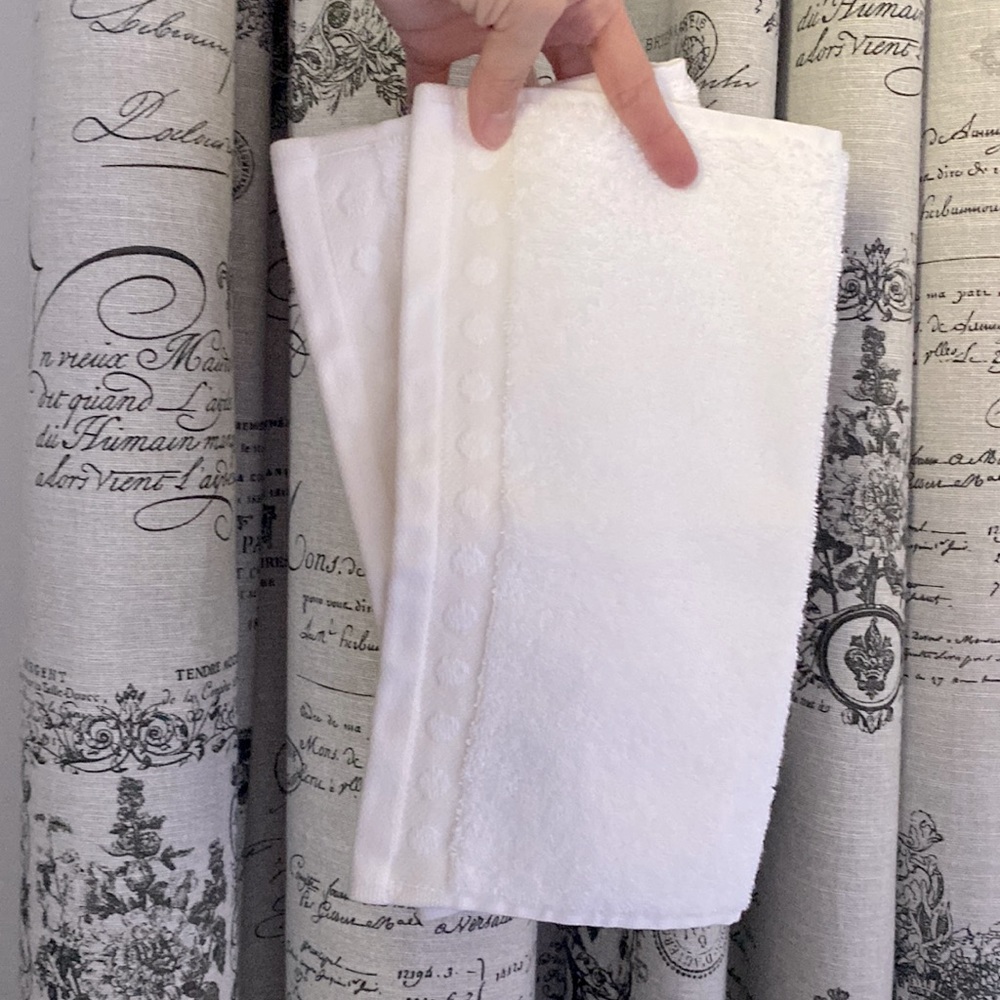 Set of 2 GARNET HILL White Dot Washcloths
